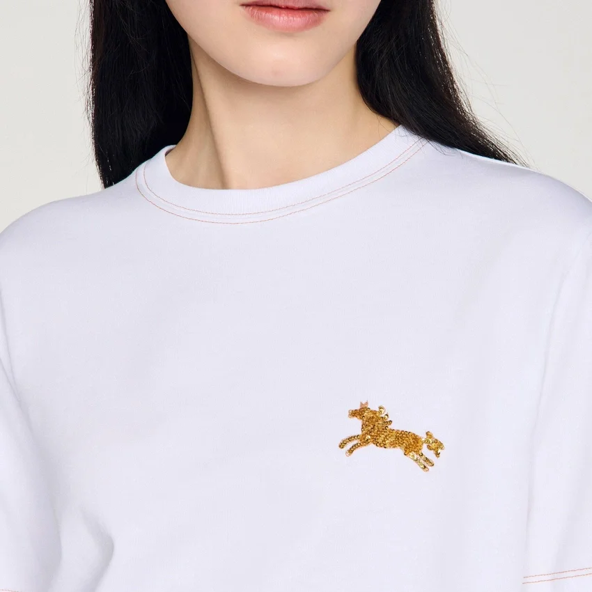 Bomullst-shirt med hästbroderi - Bild 4