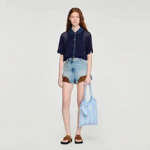 Top i virkat och jeans